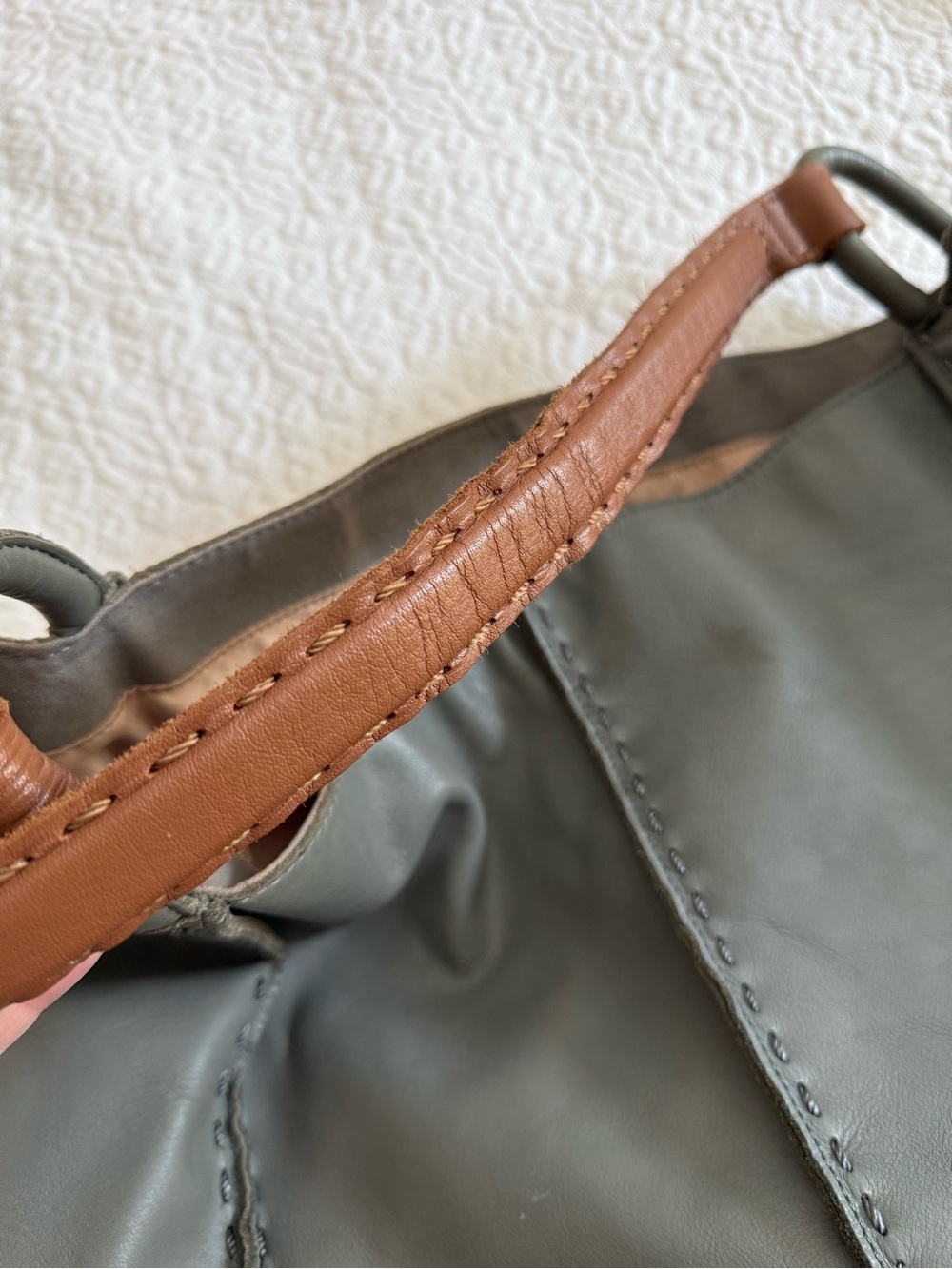 The Sak blue/gray Leather Hobo Bag with Brown Strap - Picture 3 of 6